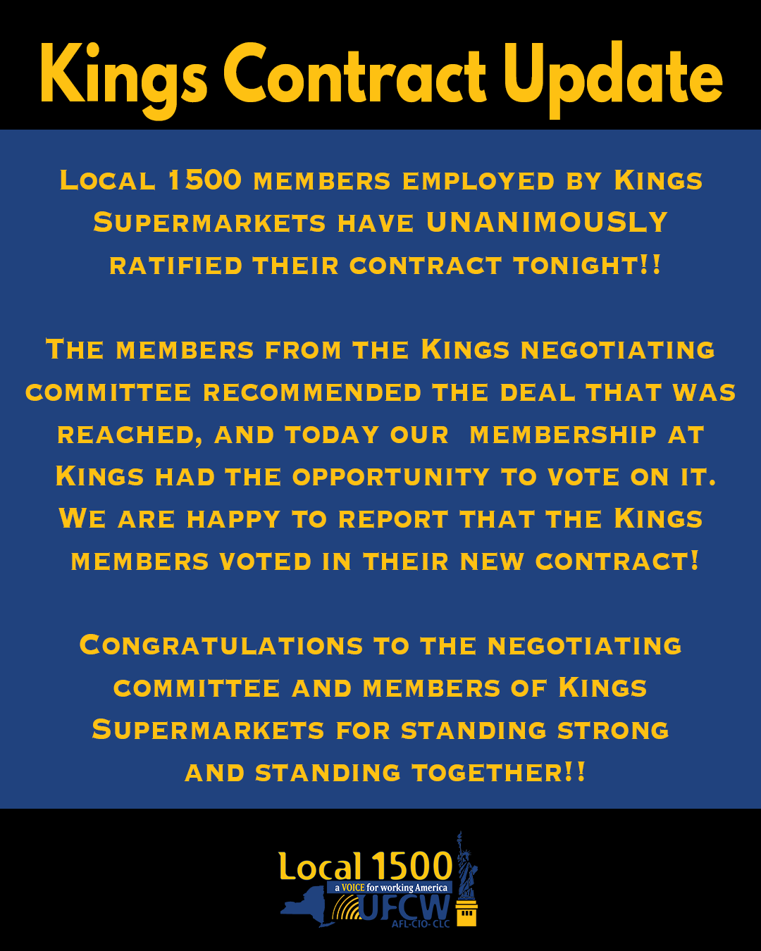 ***KINGS CONTRACT UPDATE*** UFCW Local1500